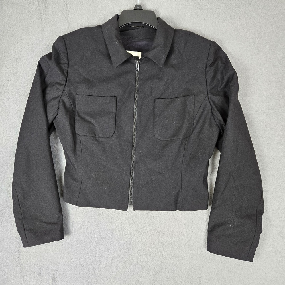 Votre Nom Blazer‎ Womens 4 Black Lined Long Sleeve Pockets Collared Full Zip